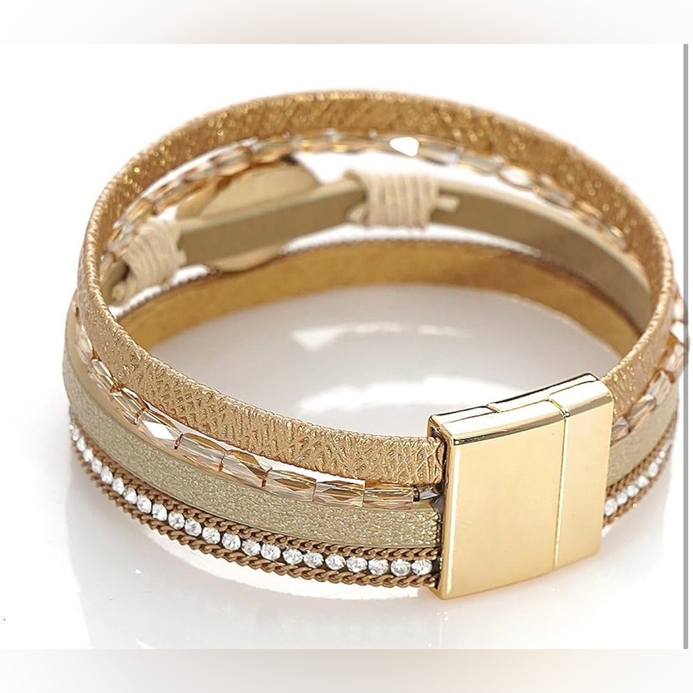 Layered Wrap Bracelet Multilayered with Magnetic Clasp - Picture 4 of 9